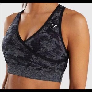 Gymshark Adapt Camo Seamless Sports Bra Gray Black Size Small
